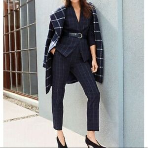 Ann Taylor Windowpane Plaid Wool Wrap Shawl Collar Coat XS